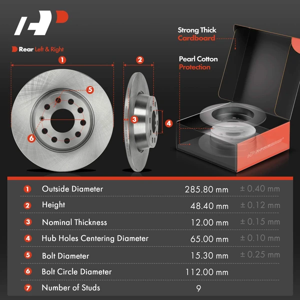 Disc Brake Rotors and Ceramic Pads Kit, 6 Pcs, Rear Driver & Passenger, A-Premium, APBRPR565