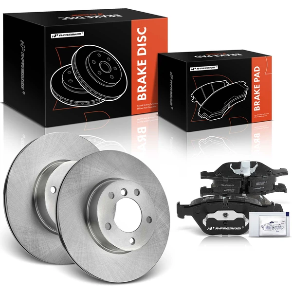 2010-2013 BMW 328i xDrive Disc Brake Rotors and Ceramic Pads Kit, 6 Pcs, Front Driver & Passenger, A-Premium, APBRPR1764
