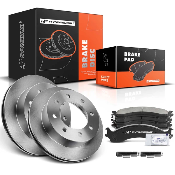 2000-2002 Dodge Ram 3500 Disc Brake Rotors and Ceramic Pads Kit, 6 Pcs, Front Driver & Passenger, A-Premium, APBRPR235