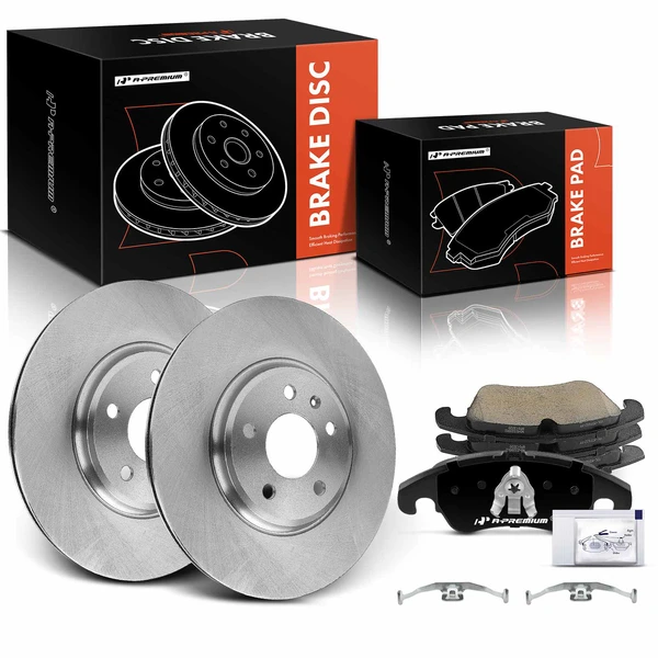 2009-2011 Audi Q5 Disc Brake Rotors and Ceramic Pads Kit, 6 Pcs, Front Driver & Passenger, A-Premium, APBRPR1818