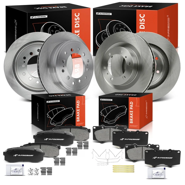 2010-2021 Lexus GX460 Disc Brake Rotors and Ceramic Pads Kit, 12 Pcs, Front & Rear, A-Premium, APBRPR566