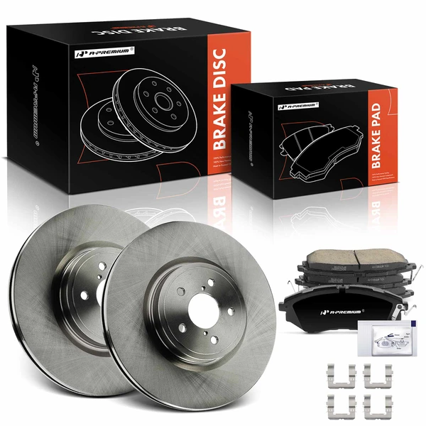 2014-2018 Subaru Forester Disc Brake Rotors and Ceramic Pads Kit, 6 Pcs, Front Driver & Passenger, A-Premium, APBRPR1725
