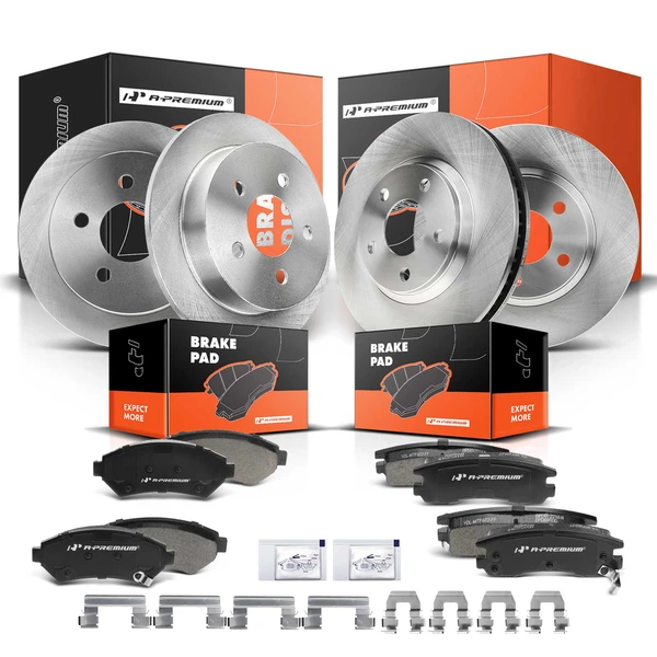 1998-1999 Oldsmobile Intrigue Disc Brake Rotors and Ceramic Pads Kit, 12 Pcs, Front & Rear, A-Premium, APBRPR236