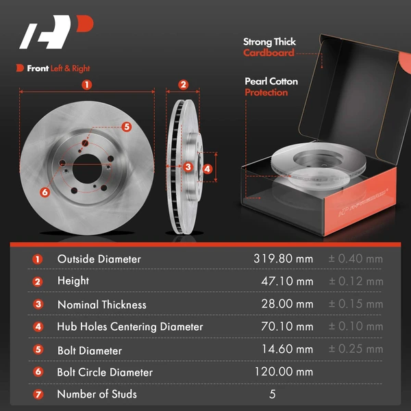 Disc Brake Rotors and Ceramic Pads Kit, 6 Pcs, Front Driver & Passenger, A-Premium, APBRPR900