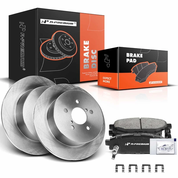 2005-2009 Subaru Legacy Disc Brake Rotors and Ceramic Pads Kit, 6 Pcs, Rear Driver & Passenger, A-Premium, APBRPR902