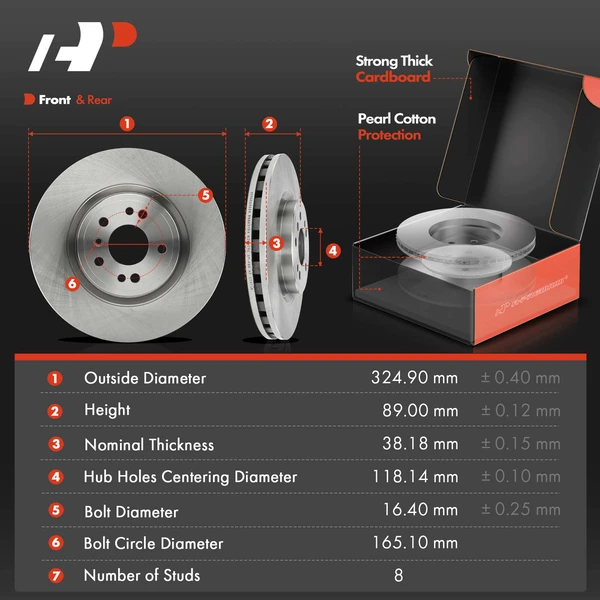 Disc Brake Rotors and Ceramic Pads Kit, 12 Pcs, Front & Rear, A-Premium, APBRPR1651