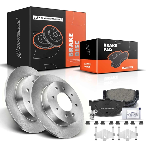 2005-2009 Kia Spectra5 Disc Brake Rotors and Ceramic Pads Kit, 6 Pcs, Rear Driver & Passenger, A-Premium, APBRPR104