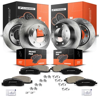 Front & Rear Disc Brake Rotors & Ceramic Brake Pads