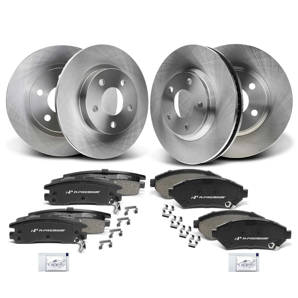 Disc Brake Rotors and Ceramic Pads Kit, 12 Pcs, Front & Rear, A-Premium, APBRPR365
