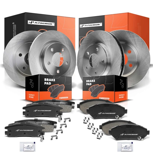2005 Pontiac Bonneville Disc Brake Rotors and Ceramic Pads Kit, 12 Pcs, Front & Rear, A-Premium, APBRPR365