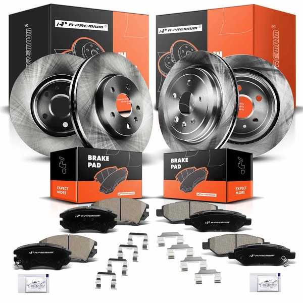 2010-2015 Chevrolet Camaro Disc Brake Rotors and Ceramic Pads Kit, 12 Pcs, Front & Rear, A-Premium, APBRPR237