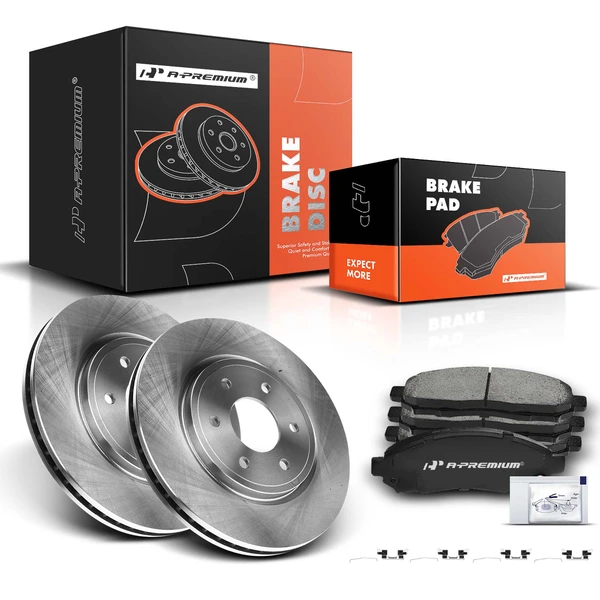 Disc Brake Rotors and Ceramic Pads Kit, 6 Pcs, Front Driver & Passenger, A-Premium, APBRPR103