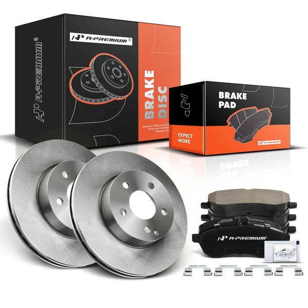 Disc Brake Rotors and Ceramic Pads Kit, 6 Pcs, Front Driver & Passenger, A-Premium, APBRPR106