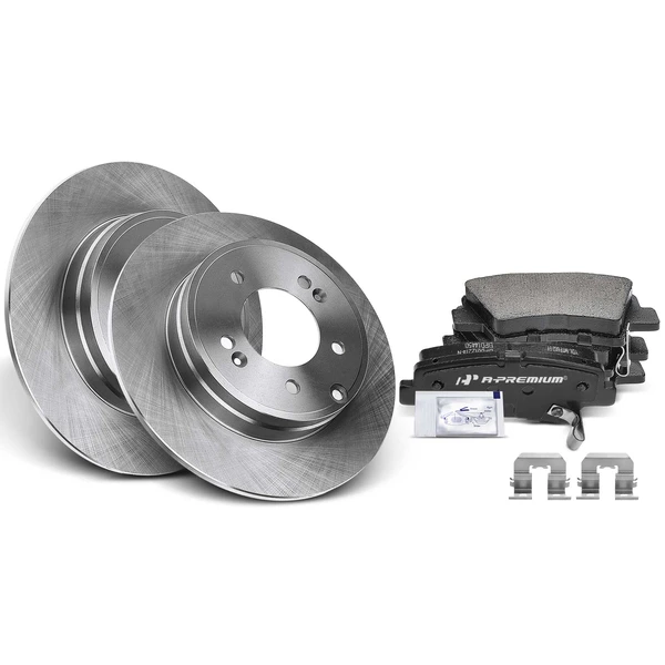 2011-2015 Kia Optima Disc Brake Rotors and Ceramic Pads Kit, 6 Pcs, Rear Driver & Passenger, A-Premium, APBRPR442