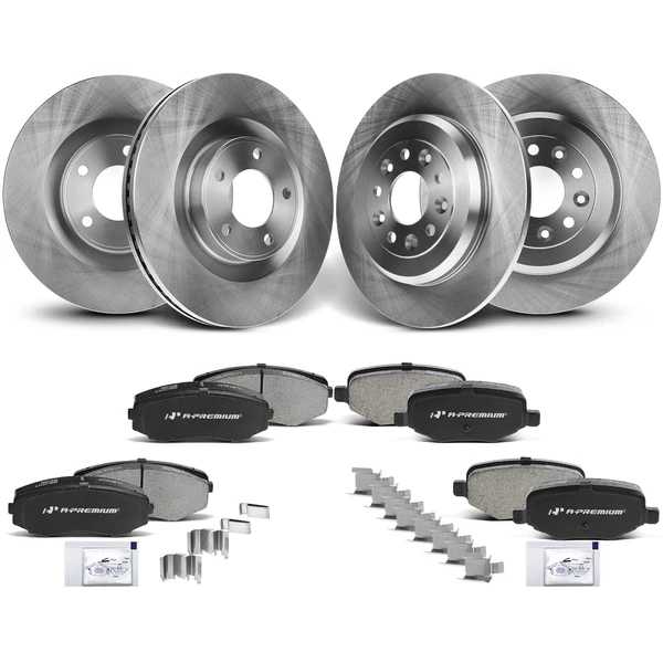 Disc Brake Rotors and Ceramic Pads Kit, 12 Pcs, Front & Rear, A-Premium, APBRPR366