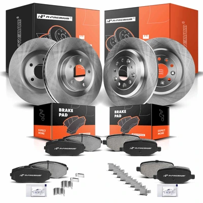 Front & Rear Disc Brake Rotors & Ceramic Brake Pads