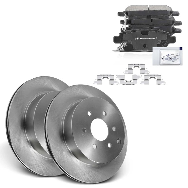 2005-2012 Nissan Pathfinder Disc Brake Rotors and Ceramic Pads Kit, 6 Pcs, Rear Driver & Passenger, A-Premium, APBRPR905