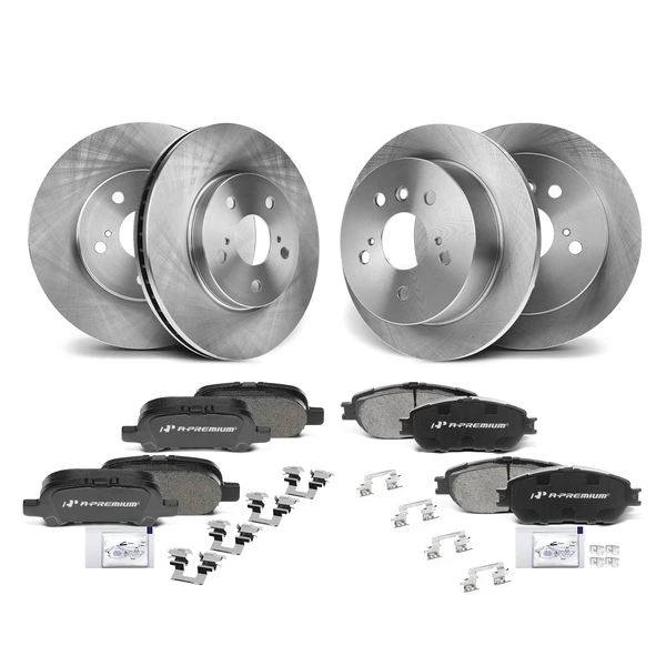 2005-2006 Toyota Camry Disc Brake Rotors and Ceramic Pads Kit, 12 Pcs, Front & Rear, A-Premium, APBRPR240