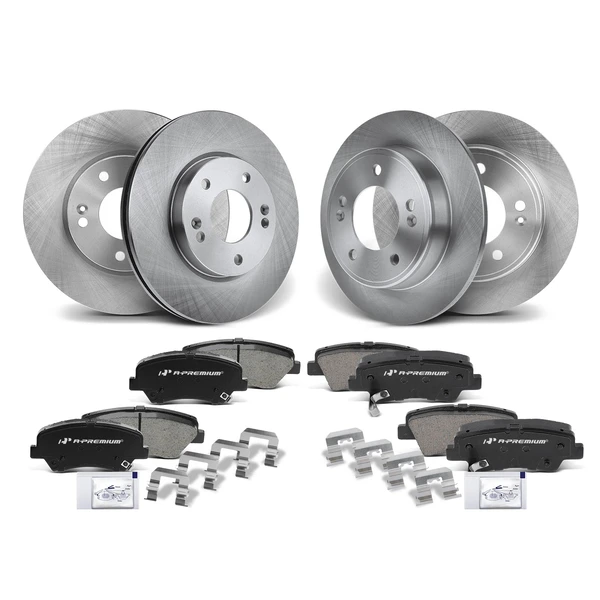 2011-2016 Hyundai Elantra Disc Brake Rotors and Ceramic Pads Kit, 12 Pcs, Front & Rear, A-Premium, APBRPR367