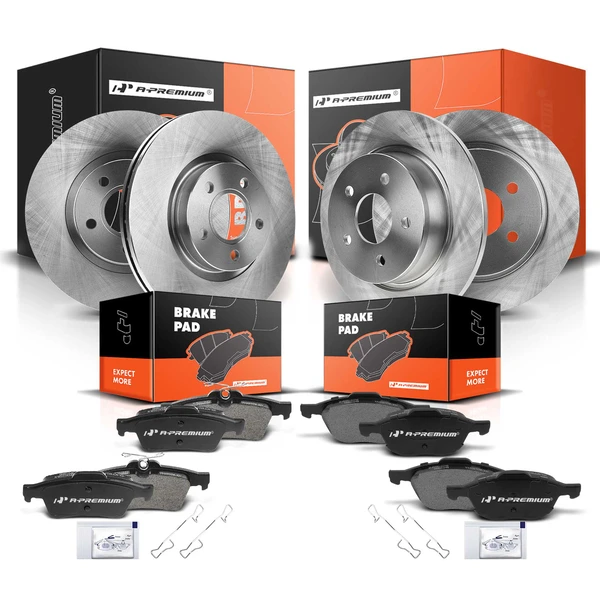2013-2016 Ford Escape Disc Brake Rotors and Ceramic Pads Kit, 12 Pcs, Front & Rear, A-Premium, APBRPR244