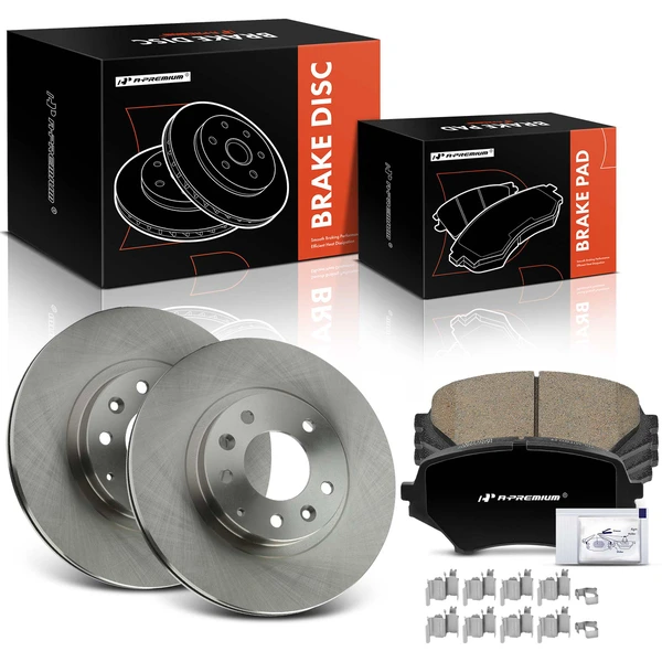 2006-2015 Mazda MX-5 Miata Disc Brake Rotors and Ceramic Pads Kit, 6 Pcs, Front Driver & Passenger, A-Premium, APBRPR1726