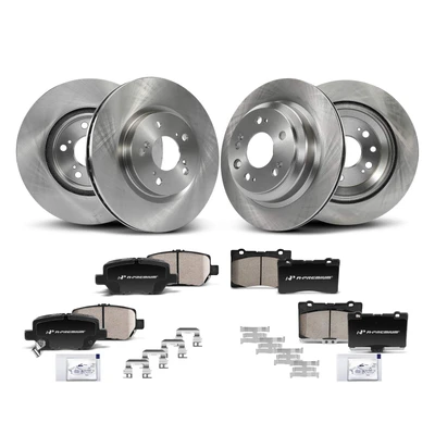 Front & Rear Disc Brake Rotors & Ceramic Brake Pads