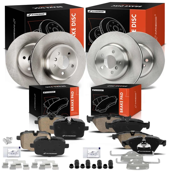 2012-2017 BMW 640i Disc Brake Rotors and Ceramic Pads Kit, 12 Pcs, Front & Rear, A-Premium, APBRPR1653