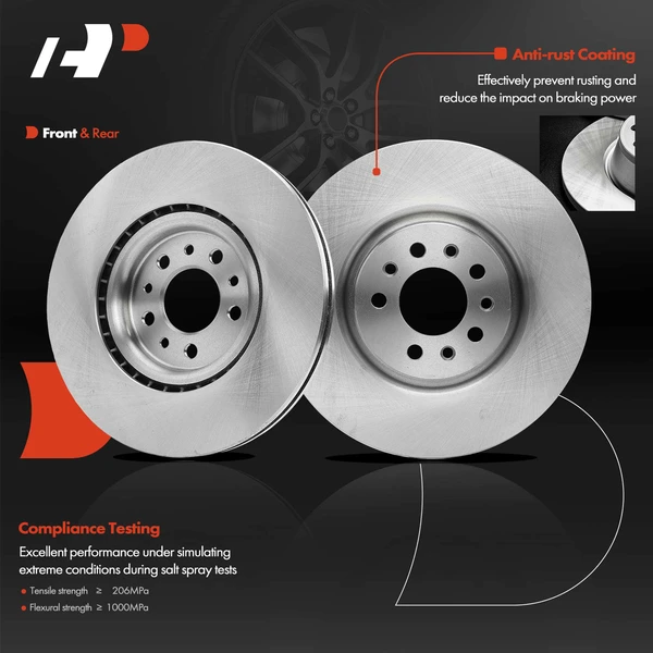 Disc Brake Rotors and Ceramic Pads Kit, 12 Pcs, Front & Rear, A-Premium, APBRPR1654