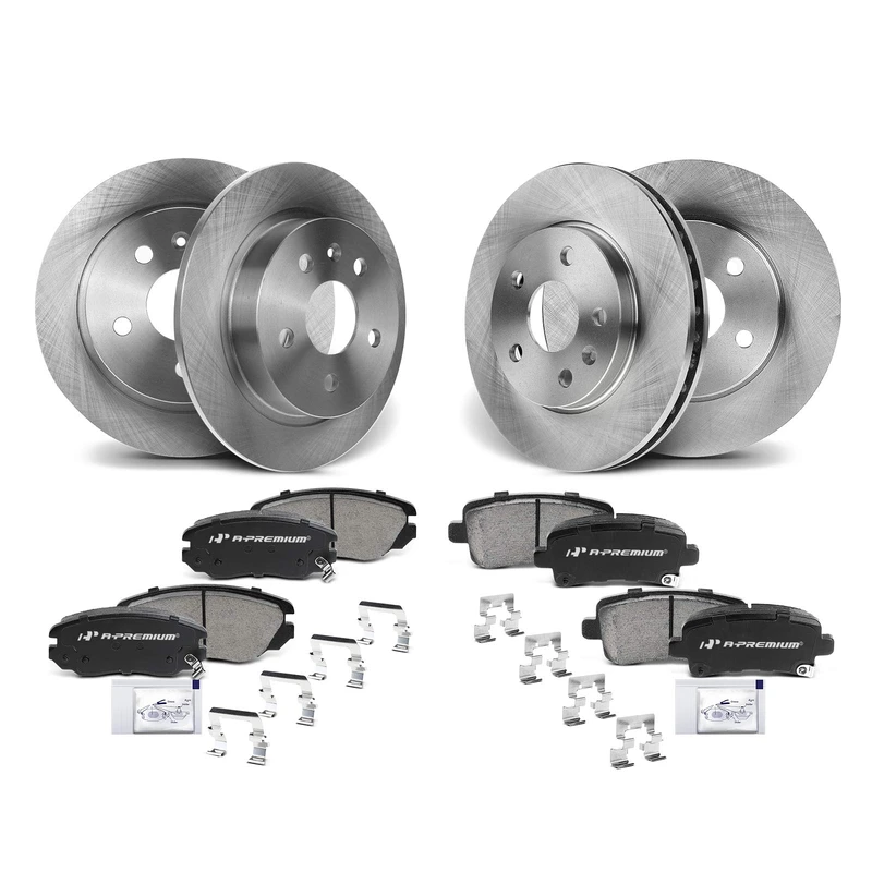 Front & Rear Disc Brake Rotors & Ceramic Brake Pads for 2016 Chevrolet Malibu Limited