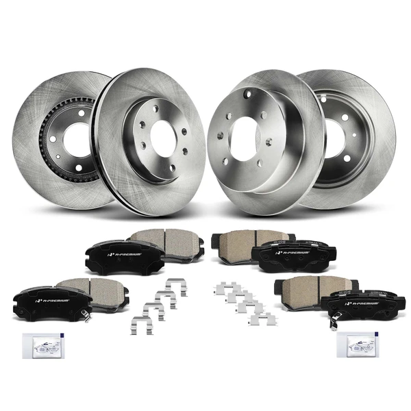 Disc Brake Rotors and Ceramic Pads Kit, 12 Pcs, Front & Rear, A-Premium, APBRPR243