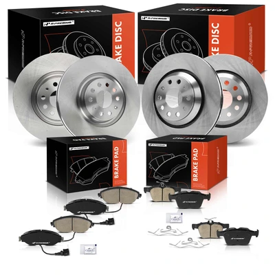 12 Pcs Front & Rear Disc Rotors & Ceramic Brake Pads
