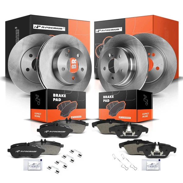 Disc Brake Rotors and Ceramic Pads Kit, 12 Pcs, Front & Rear, A-Premium, APBRPR247