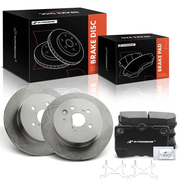 2007-2011 Lexus GS350 Disc Brake Rotors and Ceramic Pads Kit, 6 Pcs, Rear Driver & Passenger, A-Premium, APBRPR1843