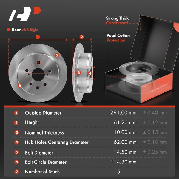 Disc Brake Rotors and Ceramic Pads Kit, 6 Pcs, Rear Driver & Passenger, A-Premium, APBRPR911