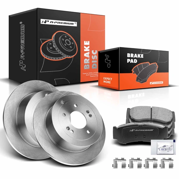 2007-2009 Hyundai Santa Fe Disc Brake Rotors and Ceramic Pads Kit, 6 Pcs, Rear Driver & Passenger, A-Premium, APBRPR246
