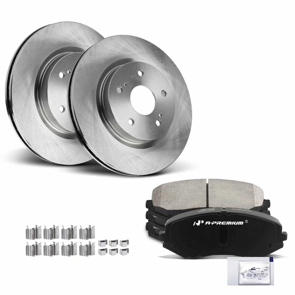 2006-2013 Suzuki Grand Vitara Disc Brake Rotors and Ceramic Pads Kit, 6 Pcs, Front Driver & Passenger, A-Premium, APBRPR912