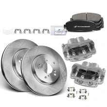 8 Pcs Front Disc Brake Rotor & Pads + Brake Caliper