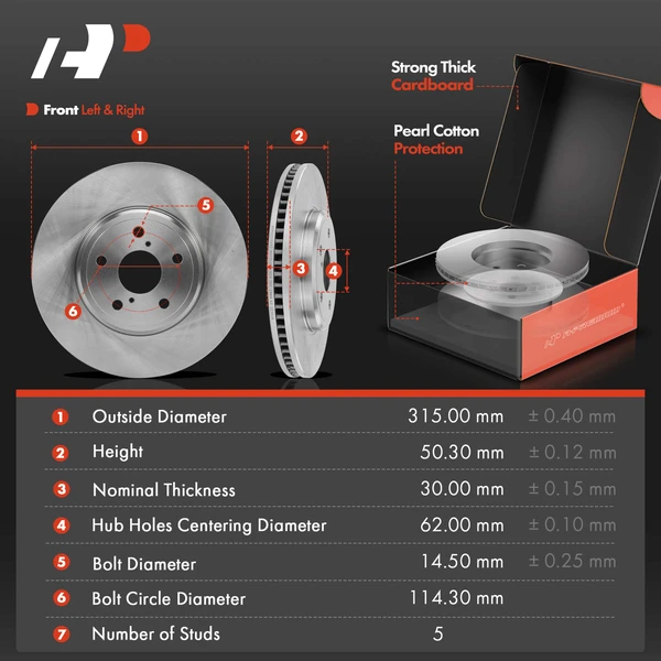 Disc Brake Rotors and Ceramic Pads Kit, 6 Pcs, Front Driver & Passenger, A-Premium, APBRPR913