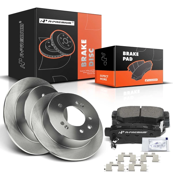 2007-2010 Hyundai Elantra Disc Brake Rotors and Ceramic Pads Kit, 6 Pcs, Rear Driver & Passenger, A-Premium, APBRPR109