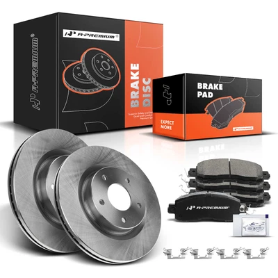 2014-2019 Nissan Altima Brake Pad and Rotor Kit, 6 Pcs, Front Driver & Passenger, A-Premium, APBRPR453