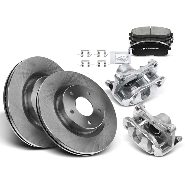 2007-2010 Nissan Altima Disc Brake Rotors and Ceramic Pads Kit with Calipers, 8 Pcs, Front Driver & Passenger, A-Premium, APBRPR620