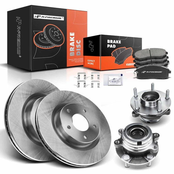 Disc Brake Rotors and Ceramic Pads Kit with Calipers, 8 Pcs, Front Driver & Passenger, A-Premium, APBRPR621