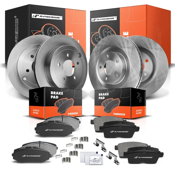 2007-2010 Ford Edge Disc Brake Rotors and Ceramic Pads Kit, 12 Pcs, Front & Rear, A-Premium, APBRPR248