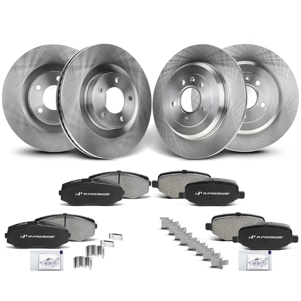 Disc Brake Rotors and Ceramic Pads Kit, 12 Pcs, Front & Rear, A-Premium, APBRPR369