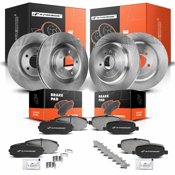 2011-2014 Lincoln MKX Disc Brake Rotors and Ceramic Pads Kit, 12 Pcs, Front & Rear, A-Premium, APBRPR369
