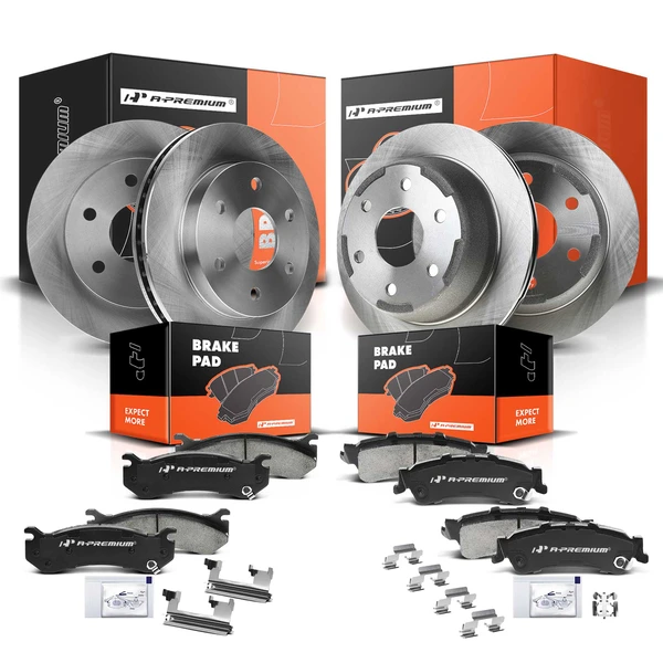 1999-2006 GMC Sierra 1500 Disc Brake Rotors and Ceramic Pads Kit, 12 Pcs, Front & Rear, A-Premium, APBRPR249