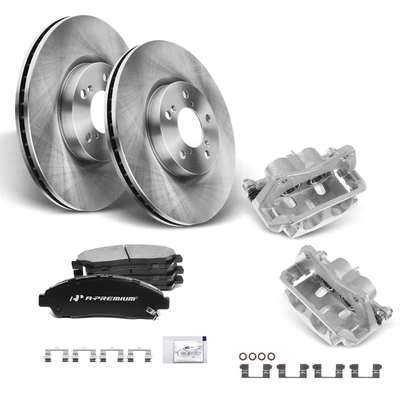 8 Pcs Front Brake Rotors & Ceramic Brake Pads + Brake Caliper
