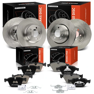 12 Pcs Front & Rear Disc Brake Rotors & Ceramic Brake Pads