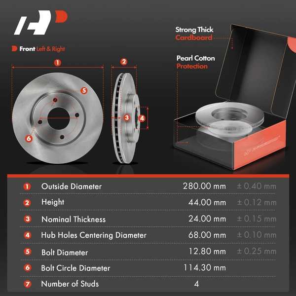 Disc Brake Rotors and Ceramic Pads Kit, 6 Pcs, Front Driver & Passenger, A-Premium, APBRPR914