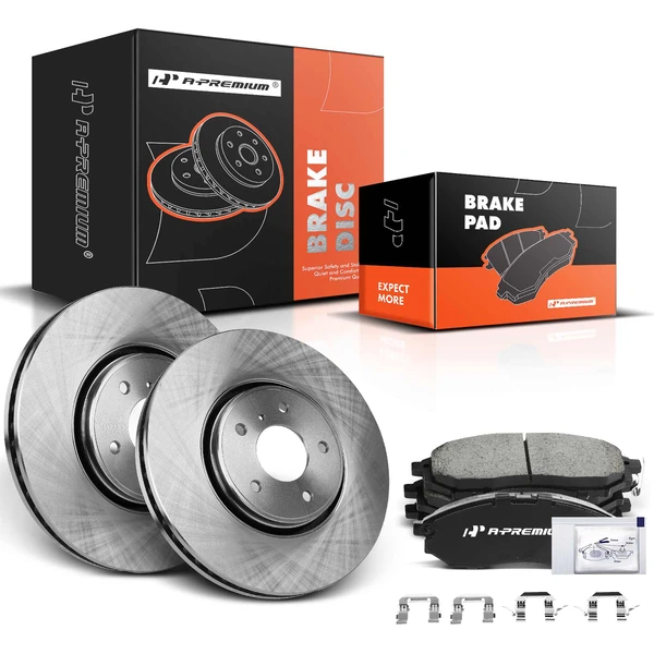 2013 INFINITI FX37 Disc Brake Rotors and Ceramic Pads Kit, 6 Pcs, Front Driver & Passenger, A-Premium, APBRPR918